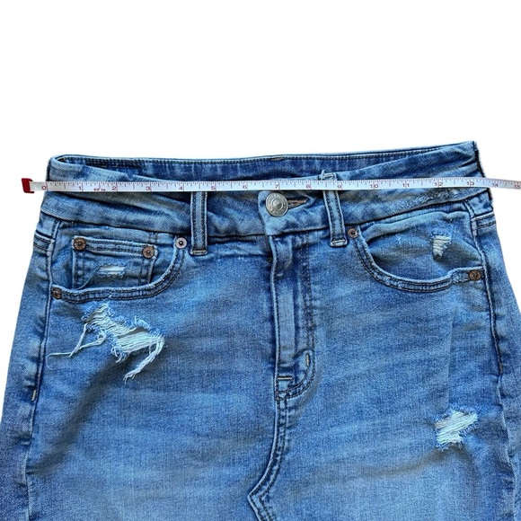 American Eagle Outfitters Blue Distressed Denim Mini Skirt - Picture 7 of 11